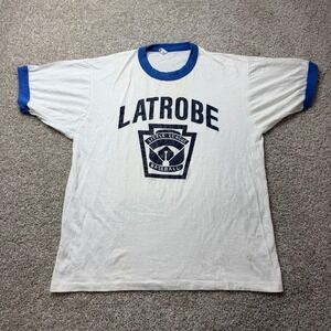 Vintage Latrobe Little League Shirt Mens XL White Ringer T-Shirt Screen Stars